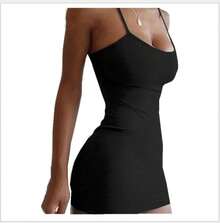 Vestido ajustado sexi para mujer, falda para fiesta en la playa al aire libre, minivestido sin tirantes de fibra de poliéster, cintura Regular - Rosa Roja - Ver 3