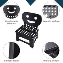 2-In-1 Foldable Step Stool With Backrest, Sturdy Plastic Non-Slip Surface, Foldable Design With Handle, Suitable For Kitchen, Bathroom, Bedroom, For Adult Use (Black, White, Grey) - Multicolor - View 6
