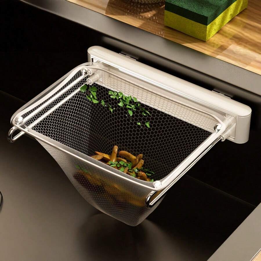 1 Set Hanging Foldable Sink Strainer Set With 50pcs Filter Mesh, Multi-Functional Kitchen Accessory, Convenient Food Waste Drain Basket, Anti-Clog Food Residue Storage Rack, Space-Saving Dry-Wet Separation Kitchen Storage, Great For Home Cooking, Ideal Gift For Christmas, Valentine's Day, Graduation, Parents' Day, Back To School - View 1