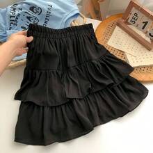 Minifalda Kawaii de Verano, Adorable y Coqueta, de Cintura Alta con Volantes, Estilo Lolita, Vestido de Fiesta Y2K, Ropa Coreana Dulce para Mujer - 4SZD007-Negro - Ver 4