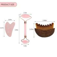 Lymphatic Contour Face BrushJade Roller Gua Sha Set Face Roller For Face Chin And Jawline Sculpting And Relieve Fatigue Guasha - Pink - View 7