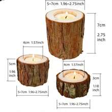 Wooden Candle Holder, Rustic Style Tea Light Candle Stand, Wooden Candle Holder, Suitable For Christmas, Halloween, Thanksgiving, Valentine's Day, New Year, Succulents And Home Decor - S - View 6