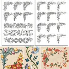 Large Floral Border And Corner Water-Soluble Embroidery Patterns, Stickers And Sewing Embroidery Paper Printing, Stabilizer Suitable For Embroidery Beginners - A306 - View 3