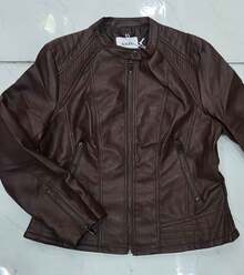 Women's Plus Size Leather Jacket - Óxido marrón - Ver 5
