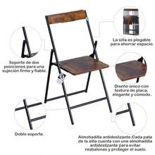 2 Sillas Plegables, Sillas para Comedor con Marco Metálico con Taburetes Antideslizantes, Adecuado para Sala de Estar, Comedor, Exterior, etc Moderno, 2 - Juego de 2 piezas marrn - Ver 8