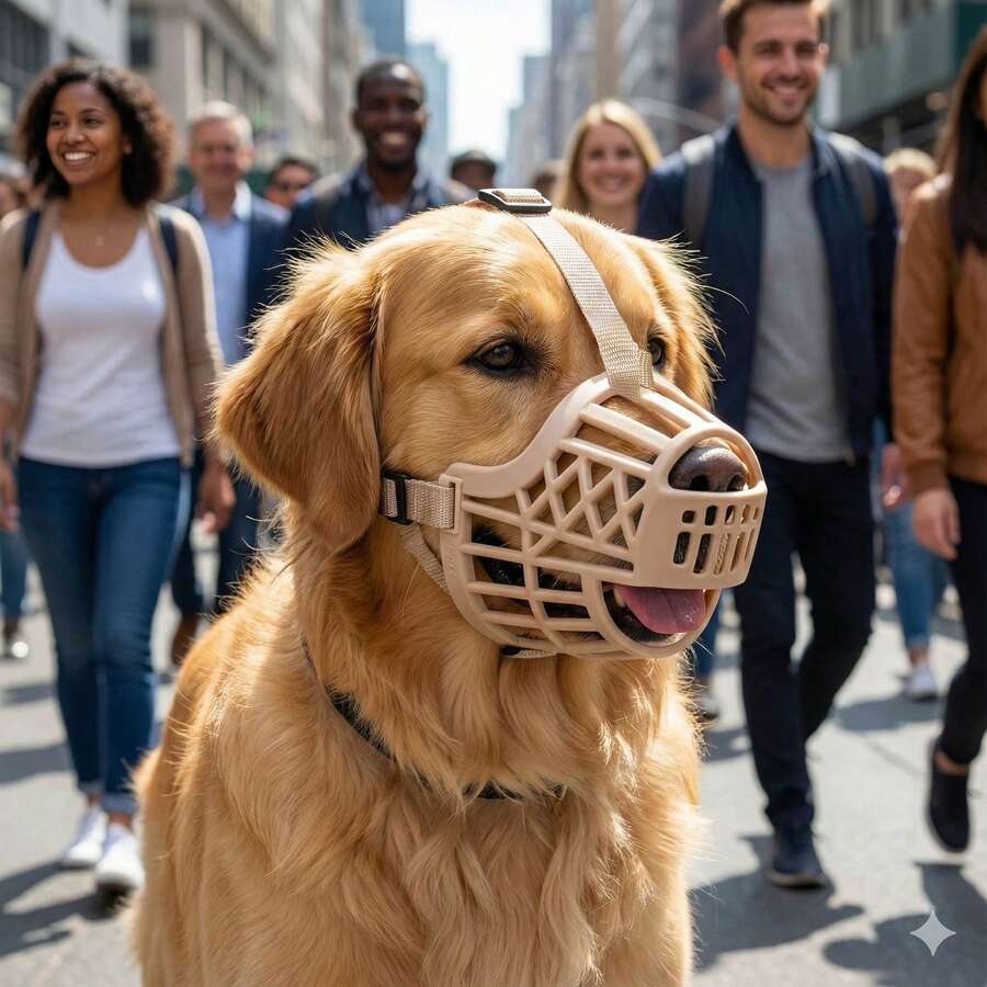狗狗防咬防吠口套，宠物防啃咬口套，适用于中小型犬 - 卡其色 - 查看 1