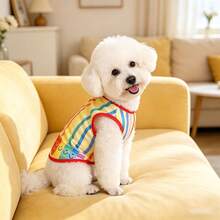 1pc Pet Dog Vest, Cartoon Crayon Print Pet Vest, Suitable For Small/Medium Dogs & Cats, Lightweight For Indoor/Outdoor Use In Spring/Summer - Yellow - View 5