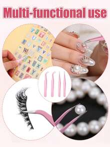 10/6/1 Set Professional Stainless Steel Eyelash Curler, Customized Size, Durable & Reusable, With Pointed & Curved Tip Design, Easy To Operate, Ideal For Beginners - Pink - View 2