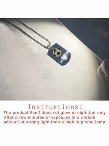 suteyi Glow In The Dark Soccer Dog Tag Necklace, Stainless Steel Football Heart Pendant Ball Chain Jewelry Gift For Soccer Fans - Black - View 5