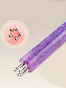 1pc Bright Simple Quick Flower Painting And Dotting Nail Art Tool Flower Painting Pen,Need Doh - Multicolor - View 4