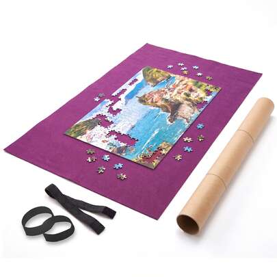 The Magic Toy Shop Large Roll Up Jigsaw Puzzle Mat Roll, 3000 Pieces, Purple – Acrylic Felt Surface, Includes Tube & 3 Straps – Secure Puzzle Storage, Space-Saving & Portable – Ideal For Jigsaw Lovers