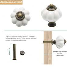 6PCS Vintage Ceramic Pumpkin Knobs, Single Hole Cabinet Drawer Pulls With Screws, Decorative Dresser & Closet Hardware, Retro Furniture Knobs For Kitchen Cupboard, Bedroom, Home Renovation, Halloween & Fall Decor - Multicolor - View 11