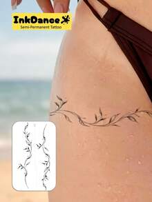 1 Kit "Calm Ivy" Nuevo tatuaje de tecnología, tatuaje temporal, semi-permanente, tatuaje falso, resistente al agua y de larga duración, diseño realista, el rugido del monarca, fórmula a base de plantas, regalo de Ink Dance D319 - Negro - Ver 2