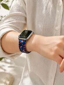 1條海軍藍底紅藍條紋星波紋矽膠錶帶，適用於Apple Watch 38mm 40mm 41mm 42mm 44mm 45mm 46mm 49mm，愛國美國國旗設計，柔軟舒適可替換智慧手錶錶帶，適用於Ultra/SE/S11/S10/S9/8/7/6/5/4/3/2/1，中性時尚日節日款 - 彩色 - 查看 4