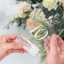 Bộ 2-24 giá đỡ thẻ acrylic, giá để thẻ tên, bảng số bàn trong suốt, logo đám cưới, giá trưng bày thẻ, thích hợp cho bàn làm việc, ảnh cưới, thực đơn văn phòng và địa điểm hội nghị. - Trong sáng - Xem 2