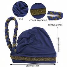 1pc Embroidered Knit Muslim Hijab Cap, Multi-Color Fleece Hat, Adjustable Breathable Fabric, Hand Wash - Color - View 4
