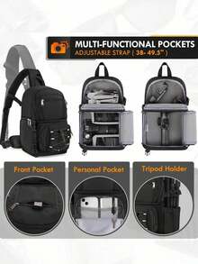 NEWHEY Camera Bag, DSLR/SLR/Mirrorless Cameras Case Small Waterproof Camera Sling Bag Crossbody Bags For Photographers With Tripod Holder Compatible With / - Multicolor - View 6