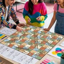 Snakes And Ladders Game Mat, Colorful Bohemian Style Polyester Material Game Pad, Washable Tablecloth, Suitable For Family Game Nights, Parties, Home Decor, Reusable, Multiple Sizes Available - AKUAN - View 10