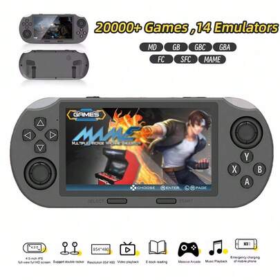 SF3000 Handheld Game Console, 4.5" IPS Large Screen, Dual Joysticks, Open Source Retro Handheld Game Player, High Definition, Gift For Boys, Built-In 20000+ Games, Support E-Books, Music, Video Playback