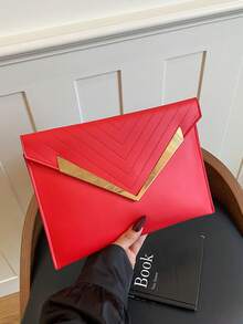 Túi cầm tay nữ thiết kế độc đáo, túi phong bì jacquard thời trang mới. - Đỏ - Xem 12