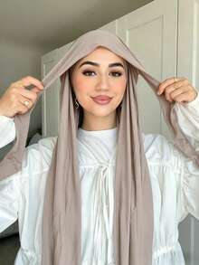 1pc Women's Instant Headscarf Tie-Tie Scarf, Classic Solid Color Wrap-Around Shawl, Premium Modal Fabric Smooth Soft Comfortable, Suitable For Daily Abaya Matching And Holiday Wear,Travel Essential,Beach Towel - Multicolor - View 11