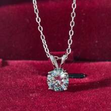 1 Carat Round Moissanite Pendant Necklace, 925 Sterling Silver Rabbit Design, Suitable For Women's Daily Wear, Comes With Gift Box - One 1CT - View 9