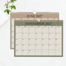 1 Lịch treo tường 18 tháng, từ tháng 7 năm 2026 đến tháng 12 năm 2027, có móc treo để lập kế hoạch hàng tháng, ghi chép lịch trình, nhắc nhở cuộc họp, phù hợp cho việc quản lý thời gian tại nhà và văn phòng. - Tháng 7 năm 2026 - Tháng 12 năm 2027 - Xem 1