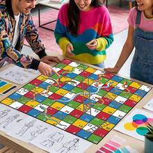 Snakes And Ladders Game Mat, Colorful Bohemian Style Polyester Material Game Pad, Washable Tablecloth, Suitable For Family Game Nights, Parties, Home Decor, Reusable, Multiple Sizes Available - AKUAN - View 9