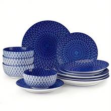 Plates And Bowls Set For 4, 12pcs Dinnerware Sets, Microwave And Dishwasher  Dishes Set, Porcelain Kitchen Set - SELENE-03-12pcs - View 5