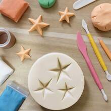1pc Creative Mini Beige 3-Star Silicone Mold, Gypsum Graffiti, Aromatherapy Candle, Clay Resin Can All Be Used, Very Suitable For Handmade Art Decoration, Simple Demolding And Reusable Molds. - Beige - View 5