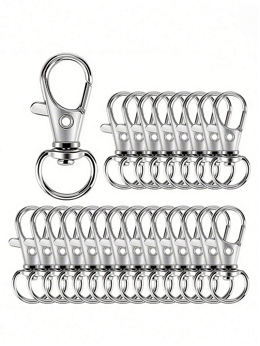 25/30/35/40/50/100pcs Rotatable Spring Clasp, Premium Metal Lobster Claw Hooks, Suitable For Lanyards, Keychains, Rings, Bags, Tags, Jewelry Making And DIY Crafts - Keychain - View 1