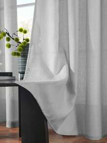 1 pieza/2 piezas Cortinas vaporosas con aspecto de lino, paneles de cortinas semitransparentes con textura de lino sintético para sala de estar y dormitorio, cortinas vaporosas con textura de lino mezclado que filtran la luz para decoración del hogar, cortinas vaporosas con textura de lino sintético modernas para sala de estar, dormitorio y decoración del hogar - Gris - Ver 3