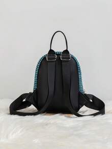 Elegant Women's Glitter Backpack/Glitter Bag, Unique Mini Shoulder Bag, New Fashionable Rhinestone Backpack, Interesting Valentine's Day/Birthday Gift For Ladies - Mint Blue - View 4