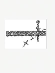 1pc Dark Lace Thigh Tattoo Sticker, Waterproof & Long-Lasting, Decorative Leg Tattoo In Ins Style - Black - View 2