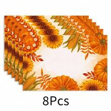 1pc Lemon Pattern Linen Placemat, Breakfast Mat, Coffee Coaster, Bowl Pad, Kitchen Accessory, Easy To Clean Dining Mat, Suitable For Home, Restaurant, Dining Decor, Holiday Gift, Gift For Friends, Multi-Piece Set - Multicolor - View 17