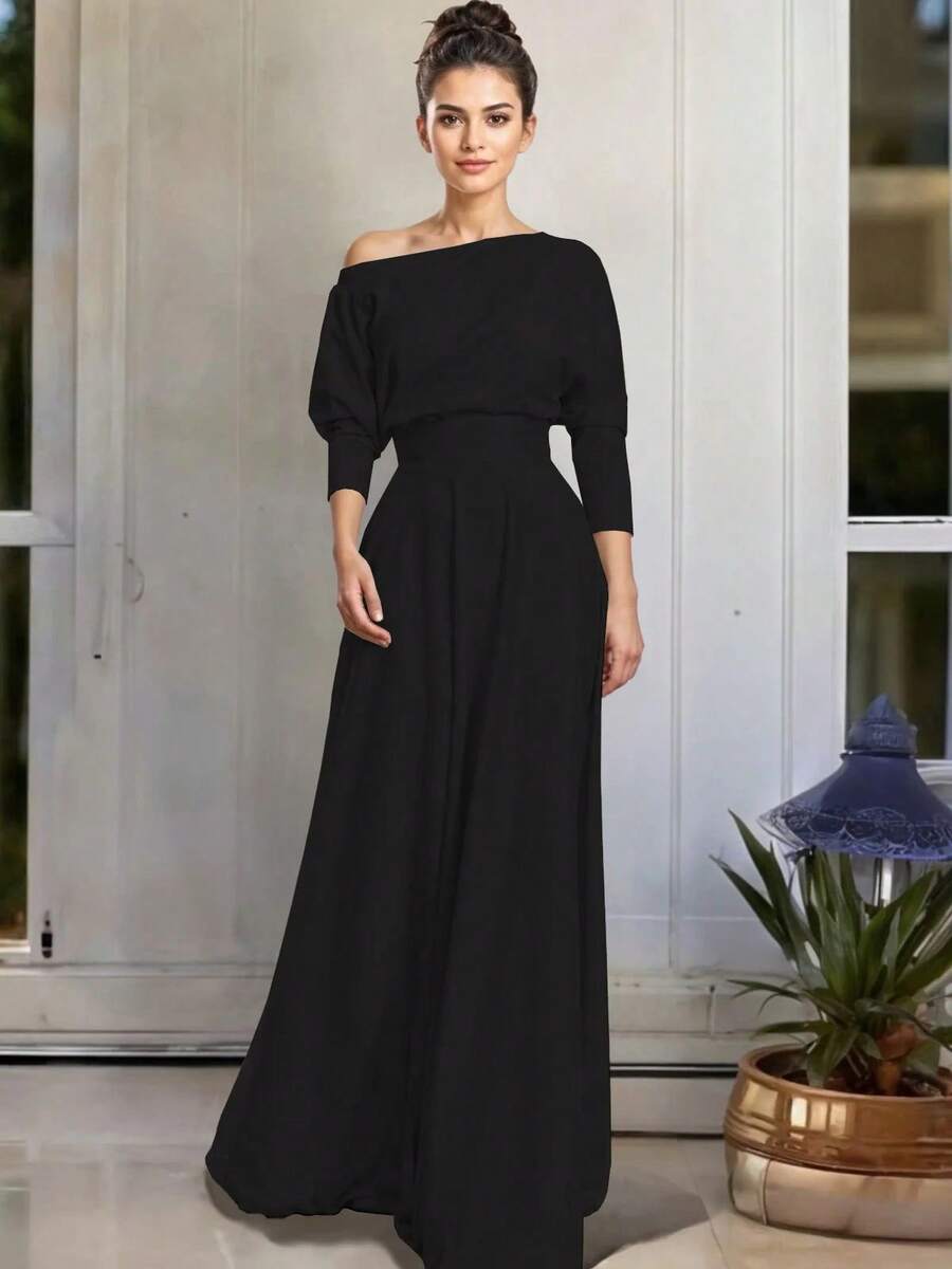 Vestido Largo Elegante Moda Casual Anastacia - Negro - Ver 1