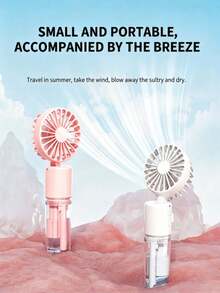 Mini Handheld Mist Fan, Portable Electric Fan, 2-Speed Adjustable, Desktop Fan Suitable For Summer, Humidifying & Cooling, Indoor/Outdoor Camping, Student Rechargeable Fan, 800mAh Long-Lasting Battery - A - View 3