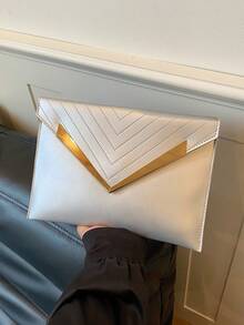 Túi cầm tay nữ thiết kế độc đáo, túi phong bì jacquard thời trang mới. - Bạc - Xem 11