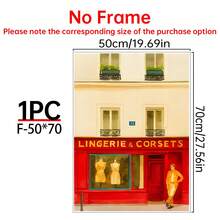 1/6pcs Italian Town Canvas Wall Art Posters, Room Home Decor Aesthetic Decorations, Optional Framed Wall Decor, Colorful European Street & Mediterranean Landscape Oil Painting Posters, Aesthetic Orange Green Gallery Wall Decor - Multicolor - View 29