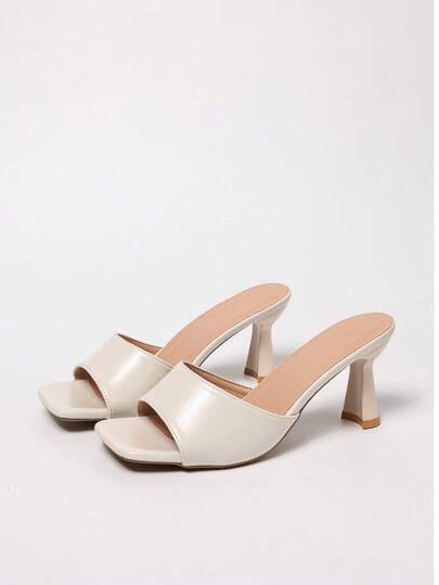 2026 New Fashion Women's Sandals, Solid Color High Heel Sandals, Thin High Heels, Slip-On, High Heel Slippers, Open Toe