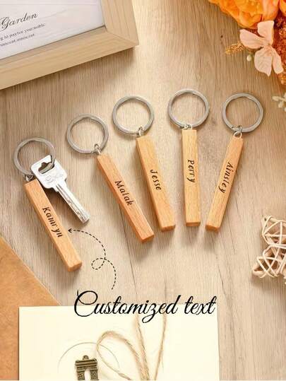 Laser Engraved Wooden Keychain - Square Wooden Tag, Suitable As Gift - Unfinished Wooden Keychain With Metal Ring, For Laser Engraving And Handmade Gifts | Fashionable Wooden Tag | Durable Wooden Keychain