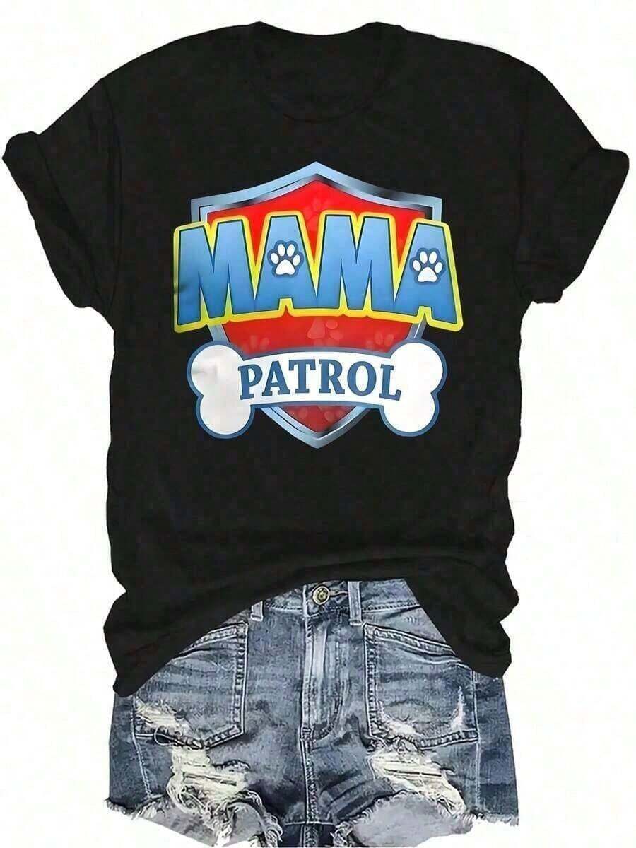 Vintage Women's Short-Sleeved T-Shirt With Vintage Paw Print Logo Design, Fashionable And Casual, Elegant Look, Soft And Comfortable Fabric, Essential For Spring/Summer, Breathable Material, Charming Design, Summer Clothing, Festival Outfit For Women's Summer Tops. - 黑色 - 查看 1