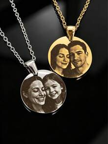 1 pieza Collar con foto retrato personalizada grabada - Foto realista incrustada, collar personalizado para el Día de la Madre - Regalo de Navidad para mamá - Multicolor - Ver 5