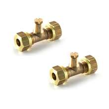 T PIECE TEST NIPPLE GAS PRESSURE TESTING 8mm COMPRESSION FITTING COPPER PIPE X 2 - A - View 1