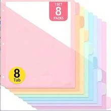 8 Pages With 1 Pocket Each, 3-Hole Binder Divider Pages, 8 Labels For Indexing The Divider Pages, American Letter-Sized Pages With Pockets, Stationery Items, Essential Learning Supplies For The School Season - A - View 11