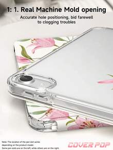 粉色百合花图案平板电脑保护套,兼容 iPad Air 8 (M4) 2026 (11 英寸)/2026 (13 英寸)、9.7/10.2/10.5/10.9/12.9 英寸/Pro 11/A16、第十代、Galaxy Tab S6 Lite 10.4 英寸、Kindle Paperwhite 第十二代 2024、Kindle(第十一代至 2024 版),柔软防震,支持智能睡眠/唤醒,Y 型折叠多角度保护套 - 彩色 - 查看 5
