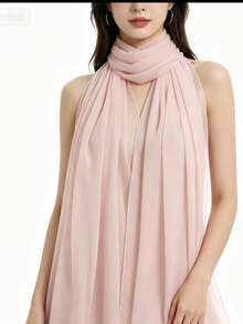 1pc Chiffon Casual Versatile Minimalist Solid Color Scarf For Women,Holiday,Travel Essential - Dark Grey - View 5