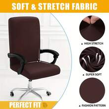 1 pieza Funda de silla de oficina de unicolor, impermeable y de seda de leche, con elástico, extraíble y lavable, adecuada para oficina, bar, dormitorio, silla de juegos, decoración del hogar - Multicolor - Ver 2
