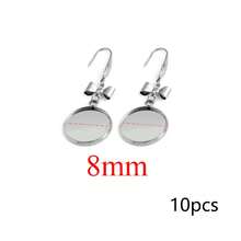 10Pcs 304 Stainless Steel Earring Hooks With Bow Charm, Silver Tone Round Cabochon Bezel Dangle Earring Blanks, DIY Jewelry Making Findings - Earring Setting - View 10