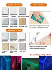 16ft - 100ft RGB LED Strip For Bedroom, With 44-Key Remote Control, Adjustable Color And Brightness, Very Easy Installation, LED Lighting For Rooms, Kitchens, Living Rooms, Atmospheric Decoration For Holidays And Parties, TV Backlighting - Nhiều màu - Xem 10
